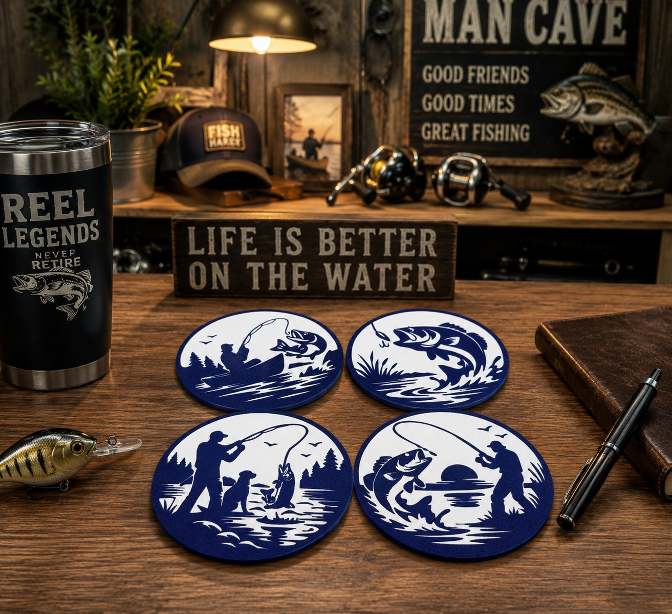 3D Printed Fishing Coaster Set