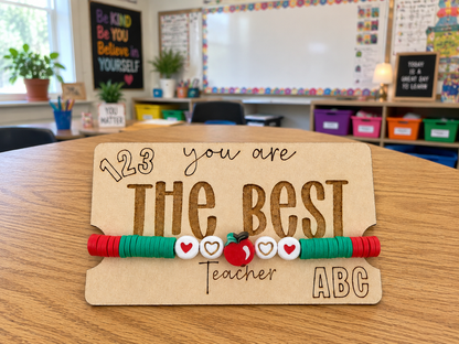 Teacher Bracelet with Wooden Display Card
