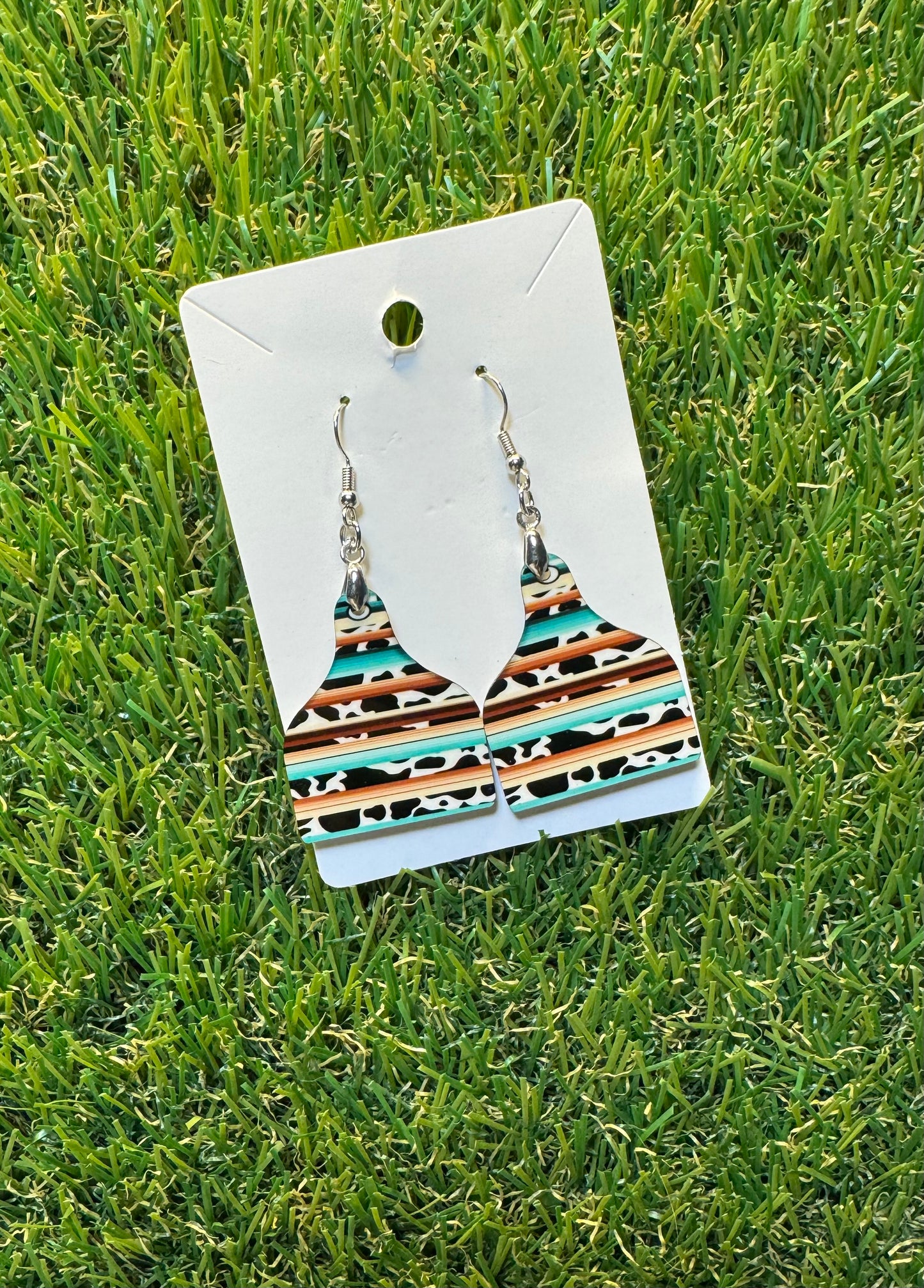 Western Cow Tag Earrings
