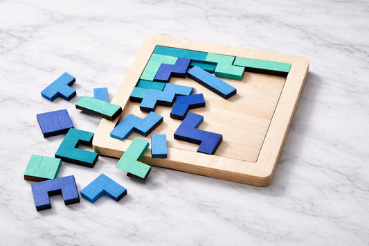 Wooden Tetris Puzzle Board