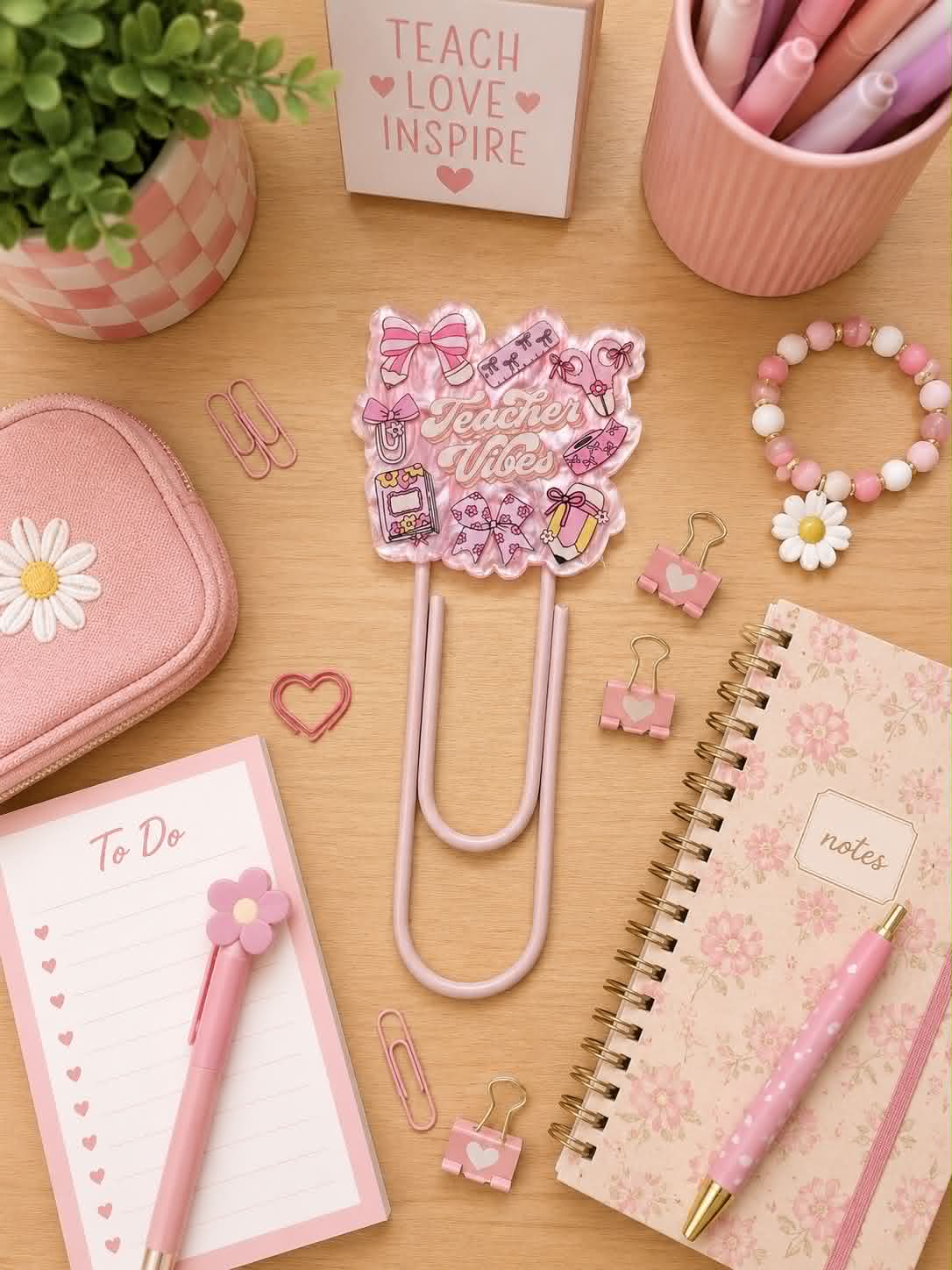Teacher Vibes Jumbo Paperclip/Bookmark