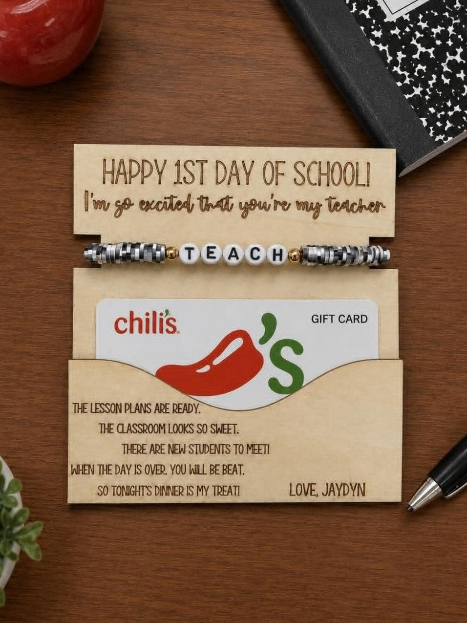 Teacher's Bracelet & Gift Card Holder