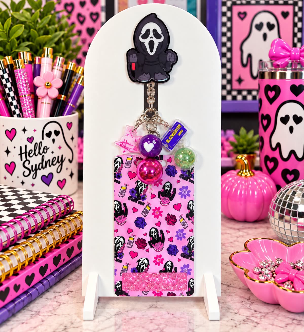 Girly Ghost Face Badge Buddy