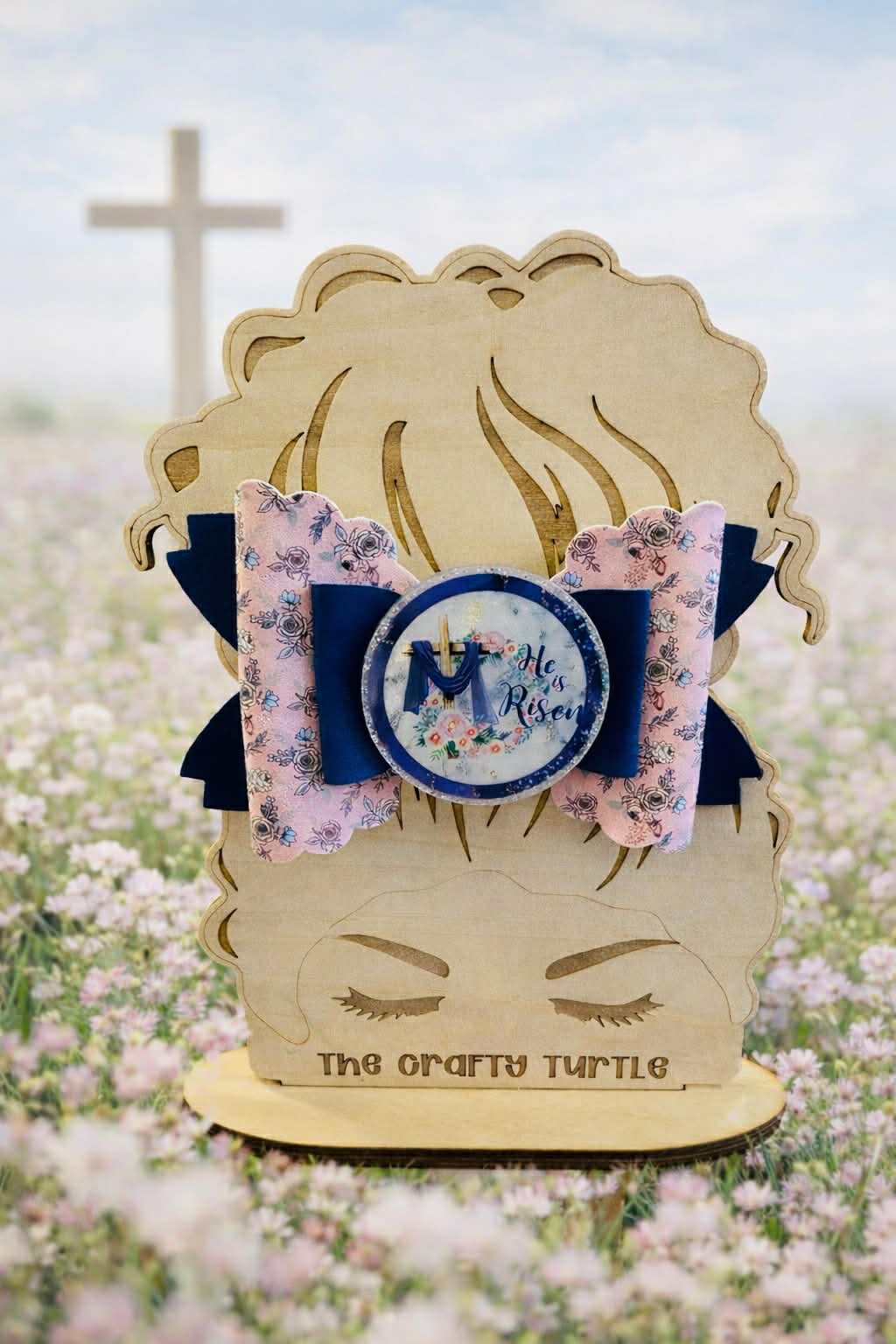 He Is Risen (navy floral) Bow