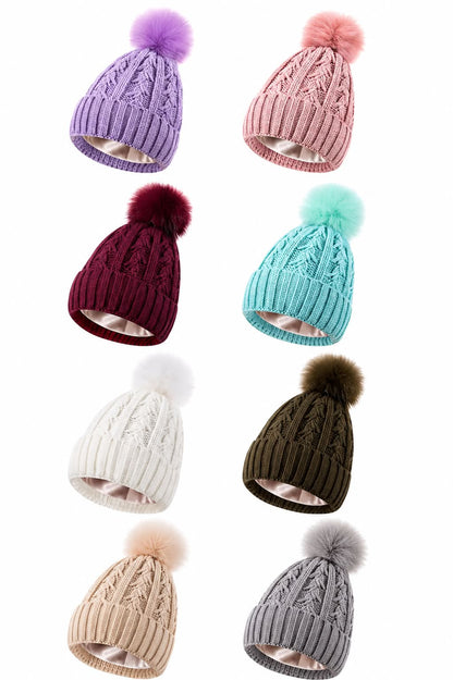 Name Engraved Leather Patch Beanie-Teens/Women