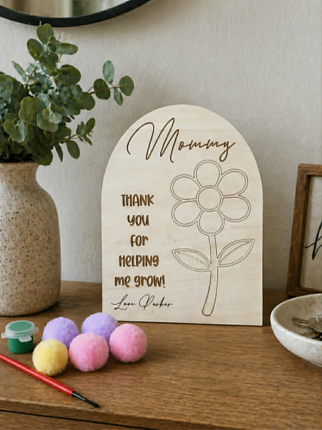 DIY Mother’s Day Pom Flower Sign