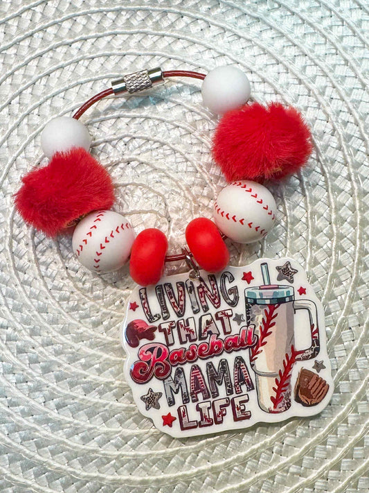 Livin That Baseball Mama Life Cup Charm