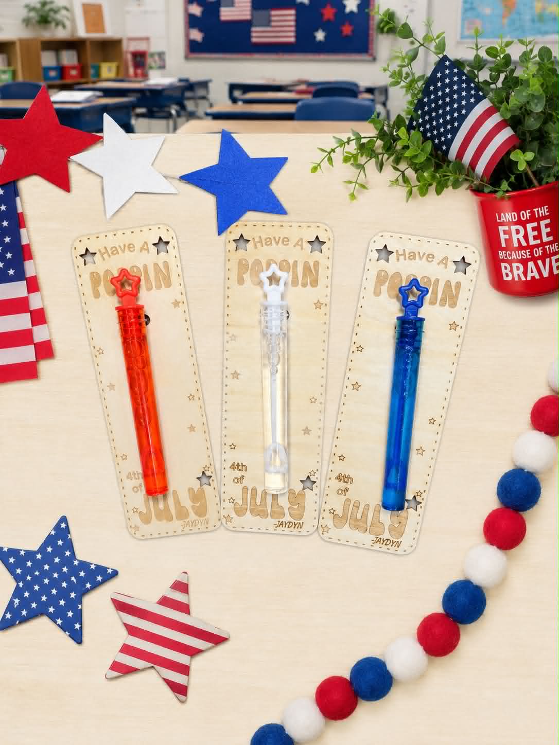 Patriotic Bubble Wands Set (5 pc set)